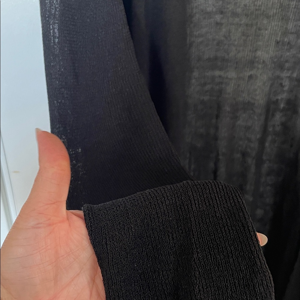 Eileen Fisher Large Italian‎ Yarn Linen Blend Open-Front Cardigan - Picture 5 of 8